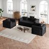 Schlafsofa mit Ablagefach & Stahlrahmen, wandelbarer Einzelsitz Sofa Bett mit rutschfester Unterlage,4-Sitzer,Schwarz Bild 2