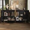 Sideboard aus MDF mit 2 Türen & 4 Fächern, 152 x 40 x 75 cm, Schwarz Bild 5