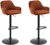 Vente-unique - Barhocker 2er-Set - Samt & schwarzes Metall - Höhenverstellbar - Terracotta - ELEANA Bild 2