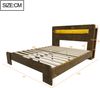 Merax Doppelbett, 140 x 200 cm Holzbett, Bettgestell aus Holz mit Stauraum im Kopfteil, LED-Beleuchtung, integrierten Steckdosen, Plattformbett, Vintage-Holz Bild 4