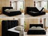 Boxspringbett mit dekorativem Kopfteil, Doppelbett mit zwei 7 Härtezonen Multipocket-Matratzen, Bettkästen, Polsterbett - NIRA - 180 x 200 cm - Schwarz Stoff - H4 Bild 2
