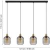 Eglo 43528 Hängeleuchte CHISLE Stahl schwarz brüniert, Glas bedampft amber E27 4X40W L:130cm B:16,5cm H:110cm dimmbar Bild 5