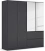 rauch Kleiderschrank, Drehtürenschrank COSTA, 4-türig, 2 Spiegeltüren, 2 Schubkästen, push-to-open, Grau metallic, 181 x 197 x 54 cm Bild 3