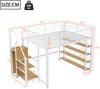 Novelux Hochbett 140x200 mit Kleiderschrank & Stauraumtreppe – Metallgestell Weiß/Schwarz, Jugendbett mit Regalen, platzsparend, belastbar bis 150kg Bild 2