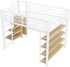 Novelux Hochbett 140x200 mit Kleiderschrank & Stauraumtreppe – Metallgestell Weiß/Schwarz, Jugendbett mit Regalen, platzsparend, belastbar bis 150kg Bild 5