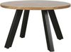 Couchtisch >LARA< von freiraum: Modernes Design mit massiver Akazienholz-Tischplatte, Ø75cm, H47cm – Pflegeleicht & Nachhaltig, FSC®-Zertifiziert, Schwarz Pulverbeschichtete Metallbeine Bild 3