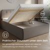 Home Collective Polsterbett Bett mit Stauraum, verstellbarem Lattenrost, viele Größen (Größen: 100x200 120x200 140x200 160x200 180x200 200x200, hochwertiger Strukturstoff, made in Germany), wählbare Matratze Federkern oder Kaltschaum, Dunkelbeige Bild 4