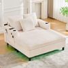 Bequemer Chaiselongue-Liegesessel mit USB-Anschluss, Getränkehaltern und LED-Beleuchtung in Beige Bild 4