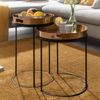 Beistelltisch 2er Set Rund Gold Schwarz Metall Hammerschlag abnehmbares Tablett Modern Bild 3