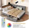ADWOLT Schlafsofa Daybett Polsterbett Mit LED-Licht und USB-Anschluss, Set 1 Teile, 140x190 cm,Mit 2 Schubladen,Leinenstoff-Grau Bild 2