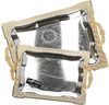 Almina 2-Teilig Silber Metallbrett Servierttablett aus Edelstahl 18/10 Stahl Motiv 5 Gold Bild 4