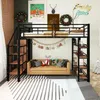 Hochbett mit Rausfallschutz, Treppe, Kleiderschrank und Regal, 90x200 cm, Metallbett Bild 2