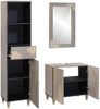 vidaXL Badezimmerschrank-Set Wandmontiert 3 pcs Grau Massivholz Mango 3310154 Bild 2