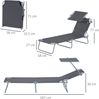 Faltbare Gartenliege mit Sonnendach, aus Oxford-Stoff, 187x58x36 cm, verstellbar, für Pool und Strand,H 36 x T 187 x B 58 cm Bild 5