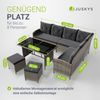 Juskys Polyrattan Lounge Manacor grau– Gartenlounge mit Sofa, Tisch, 2 Hocker & Kissen, inkl. Abdeckung – Gartenmöbel Set bis 8 Personen – Sitzbezüge in Dunkelgrau Bild 4
