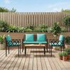 vidaXL Gartenmöbel-Set 4 Stück Schwarz und Türkis Poly-Rattan 42025346 Bild 3