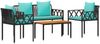 vidaXL Gartenmöbel-Set 4 Stück Schwarz und Türkis Poly-Rattan 42025346 Bild 2