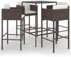 vidaXL 5-tlg. Gartenbar-Set mit Kissen Poly Rattan Braun 3094789 Bild 2