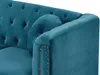 Vente-unique - TURNER Sofa SamtStoff Blau - B 144 cm x H 78 cm x L 222 cm Bild 4