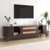TV-Lowboard 170 cm mit Rattanschubladen und Holztüren, moderner Fernsehtisch im natürlichen Design Bild 4