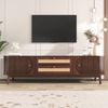 TV-Lowboard 170 cm mit Rattanschubladen und Holztüren, moderner Fernsehtisch im natürlichen Design Bild 2