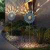 LED Solarleuchte, Windrad, Metall Bruchglas, gold blau antik, H 92 cm Bild 5