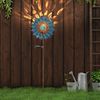 LED Solarleuchte, Windrad, Metall Bruchglas, gold blau antik, H 92 cm Bild 3