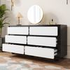 Merax 140cm Sideboard, stilvolle Kommode mit sechs Schubladen – Frisiertisch im modernen Design, Weiß & Schwarz Bild 5