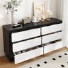 Merax 140cm Sideboard, stilvolle Kommode mit sechs Schubladen – Frisiertisch im modernen Design, Weiß & Schwarz Bild 2