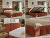Doppelbett mit Gasdruckfeder, Polsterbett NIRA CLASSIC Holzlattenrost Bett mit Stauraum, gepolstertes Kopfteil Bettkasten Multipocket Matratze - 200 x 200 cm - Orange Plüsch - ELORI LUX Bild 2