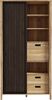 Forte JYTANA Schrank 100 105, skandinavischer Schrank mit 3 Schubladen, 2 Türen und 3 Regalfächern, Mauvella Eiche Holzdekor / Schwarz, 103,4 cm breit x 200,3 cm hoch x 40,2 cm tief Bild 2