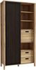 Forte JYTANA Schrank 100 105, skandinavischer Schrank mit 3 Schubladen, 2 Türen und 3 Regalfächern, Mauvella Eiche Holzdekor / Schwarz, 103,4 cm breit x 200,3 cm hoch x 40,2 cm tief Bild 3