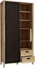 Forte JYTANA Schrank 100 105, skandinavischer Schrank mit 3 Schubladen, 2 Türen und 3 Regalfächern, Mauvella Eiche Holzdekor / Schwarz, 103,4 cm breit x 200,3 cm hoch x 40,2 cm tief Bild 5