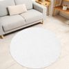 Teppich Rund Hochflor Shaggy - 80x80cm - Weiß Einfarbig Uni Flauschig Modern Boho Wohnzimmer Schlafzimmer Deko Teppiche Weich Schlafzimmer Bild 3