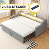 Schlafsofa 90/180x190 cm mit Ausziehbett, 3 Ablagefächern, USB-Buchse und 2 Federkernmatratzen in Hellgrau Bild 5