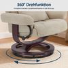 M MCombo Relaxsessel mit Liegefunktion, Lesesessel, 360° Drehbarer Fernsehsessel mit Hocker, mit Verstellbares Kopfkissen, Lendenkissen & Seitentasche, 9046 (Beige) Bild 5