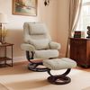 M MCombo Relaxsessel mit Liegefunktion, Lesesessel, 360° Drehbarer Fernsehsessel mit Hocker, mit Verstellbares Kopfkissen, Lendenkissen & Seitentasche, 9046 (Beige) Bild 2