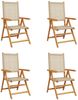 vidaXL Gartenstuhl Verstellbar 4 Stk. Beige Poly Rattan Massivholz 3214526 Bild 2