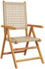 vidaXL Gartenstuhl Verstellbar 4 Stk. Beige Poly Rattan Massivholz 3214526 Bild 3