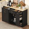 Modernes Sideboard mit unterschiedlichen Schubladen, Buffetschrank mit Abfallbehälterfach und externer Gewürzregal für Esszimmer, Wohnzimmer und Küche (Schwarz) Bild 3