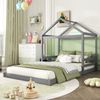 Merax Kinderbett Massivholzbett Hausbett Doppelbett 140x200cm mit Lattenrost, Grau Bild 2