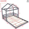 Merax Kinderbett Massivholzbett Hausbett Doppelbett 140x200cm mit Lattenrost, Grau Bild 4