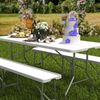 Todeco klappbarer Gartenbank 2er Set 183 x 43 x 30 cm, Bierbank Metall, Partybank für Camping BBQ Party Buffet Hochzeit, Weiß Bild 2