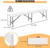 Todeco klappbarer Gartenbank 2er Set 183 x 43 x 30 cm, Bierbank Metall, Partybank für Camping BBQ Party Buffet Hochzeit, Weiß Bild 3