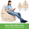 Green Bean 'Home Linen' Indoor XXL Sitzsack mit EPS-Perlen Füllung, waschbar, Leinen beige, 100 x 50 x 120 cm, 300 l Bild 5