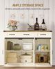 Küchenschrank, Buffetschrank mit 2 Schublade, Sideboard mit 3 Türen, Verstellbare Einlegeböden, Landhausstil, Küche, Wohnzimmer, 40 x 108 x 80 cm, Vintageweiß-honigbraun Bild 4