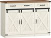 Küchenschrank, Buffetschrank mit 2 Schublade, Sideboard mit 3 Türen, Verstellbare Einlegeböden, Landhausstil, Küche, Wohnzimmer, 40 x 108 x 80 cm, Vintageweiß-honigbraun Bild 2