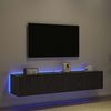 2-tlg. TV-Wandschrank, Fernsehschrank Schwarz Eichen-Optik 80 x 35 x 31 cm Bild 5