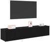 2-tlg. TV-Wandschrank, Fernsehschrank Schwarz Eichen-Optik 80 x 35 x 31 cm Bild 3