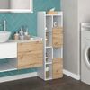 Badschrank Alf Weiß 36 x 117 cm mit 2 Schubladen Vicco Bild 4
